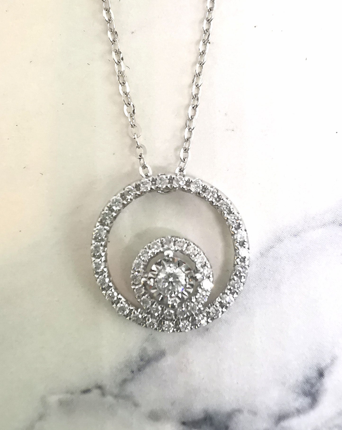 18K White Gold Diamond Pendant