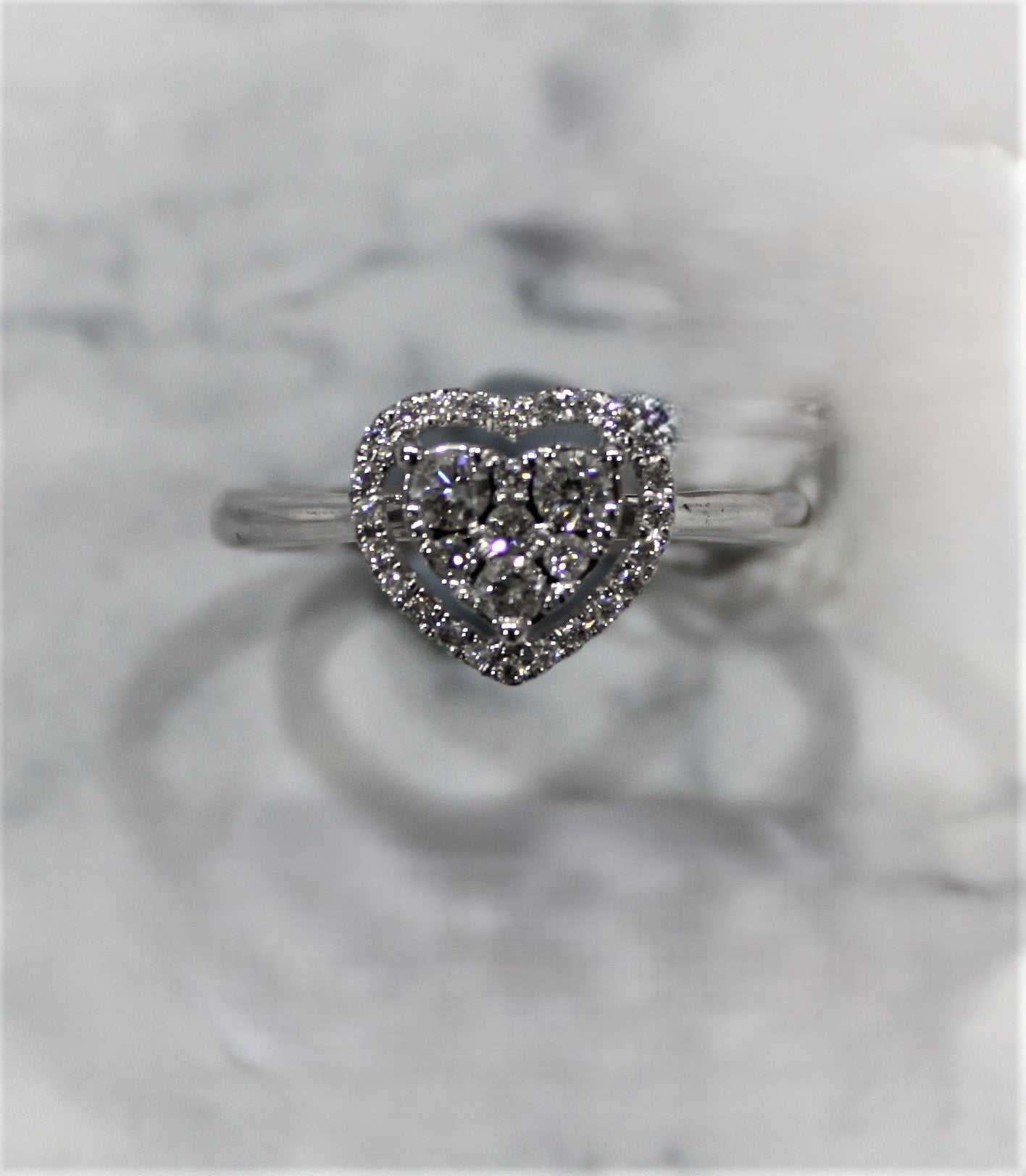 18K White Gold Heart Shaped Diamond Ring