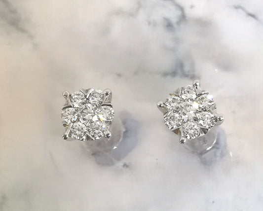 18K White Gold 6 in 1 Combo Diamond Earring