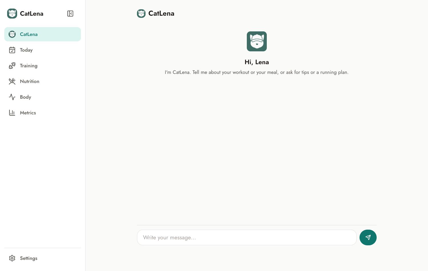 CatLena screen ready for a message